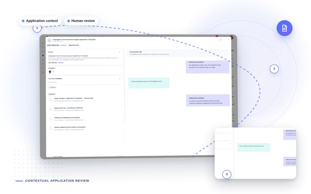 Neexa Contextual Application Review mockup: Application context, Human review.
